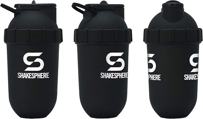 SHAKESPHERE Tumbler: Protein Shaker Bottle and Smoothie Cup, 24 oz - Bladeless Blender Cup Purees Raw Fruit with No Blending Ball - Drink Powder Mix Shake Mixer for Pre Workout, Gym (Matte White)