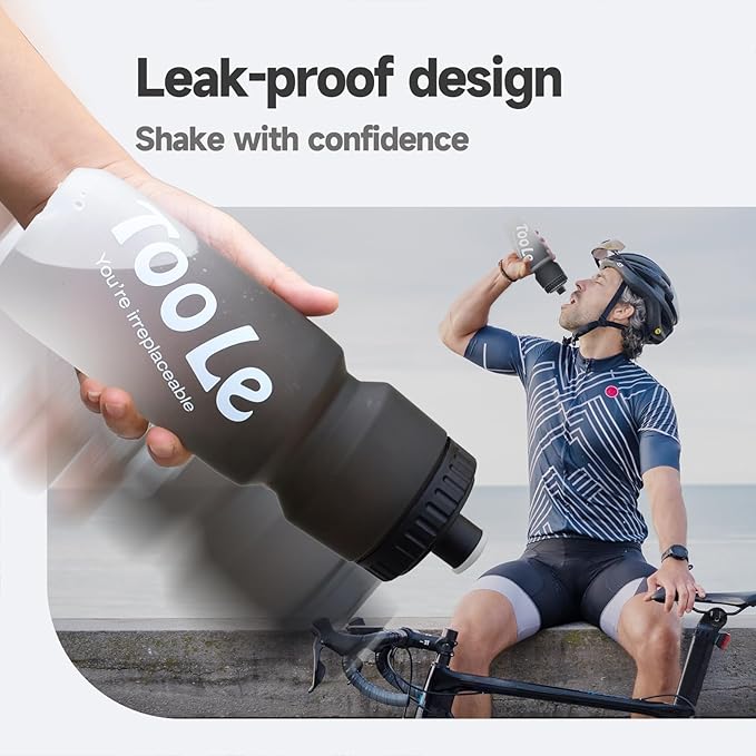 Bike Squeeze Water Bottle w/Pull Top Lid, Leakproof, BPA Free, Easy Squeeze Reusable Water Bottles for Fitness, Cycling, Running, Hiking, School, Fresh Color 24 Oz (1 Pack)