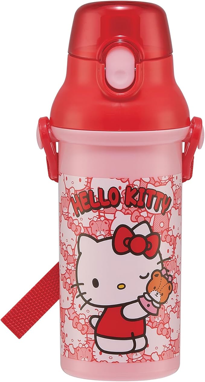 Skater Hello Kitty Plastic Water Bottle with Strap 16.23oz -Friends