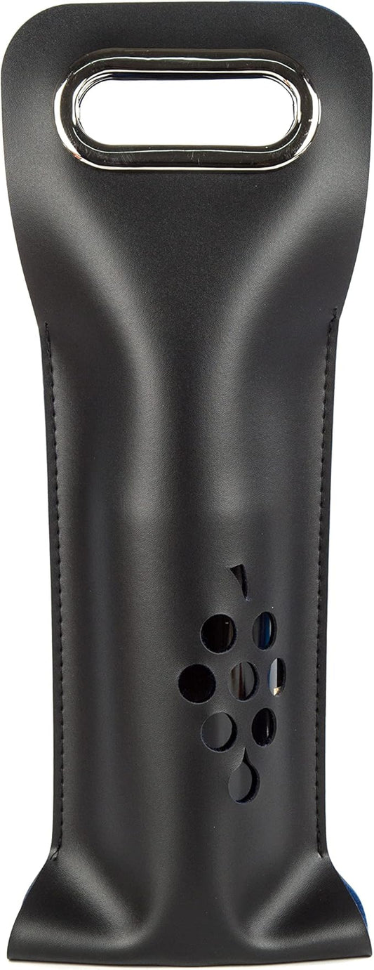 Leather Wine Bag with Handles Reusable Wine Carrier Bag Carrier Tote PU Leather Wine Gift Bag for Party Picnic Travel for Wine Lover Color Black 1 Bottle, color black- 1 bottle