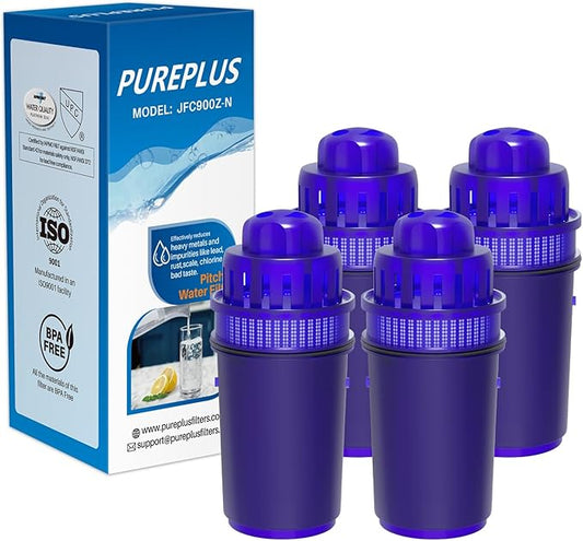 PUREPLUS JFC900Z Pitcher Water Filter Replacement for Pur PPF900Z, PPF951K, PPT700W, CR-1100C, DS-1800Z, CR-6000C, PPT711W, PPT711, PPT710W, PPT111W, PPT111R Pitchers and Dispensers, 4PACK
