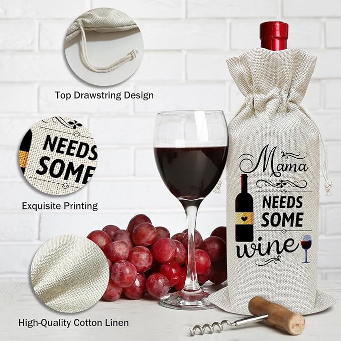 Mama Wine Bag, Mom Gifts Birthday Gifts for Mom Mother Wife Aunt, Retirement Gift Wine Bag Party Favor Wine Champagne Gift Bag With Drawstring -27