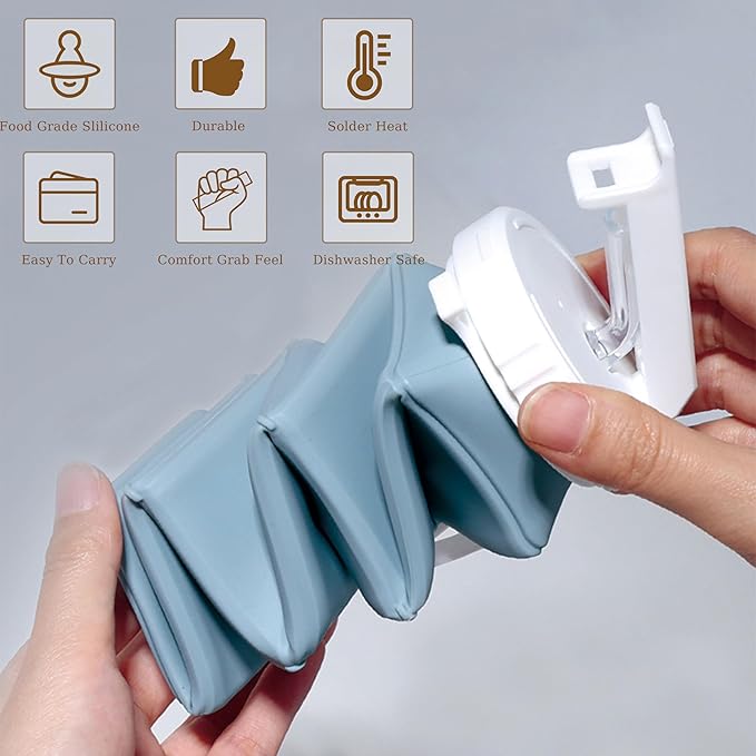 EOBTAIN Pink Collapsible Water Bottle with Straw 20oz BPA Free Portable Foldable Travel Water Bottle Cups,Lightweight Silicone Durable Sports Water Bottles for Hiking,Camping,Gym