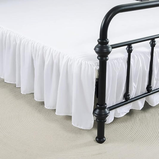 Bed Skirt Full Size Ruffled Bed Skirts with Split Corners, 22 Inch Drop Dust Ruffle Bed Skirt with Platform, White, Full - 22" Drop