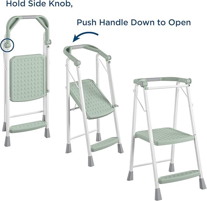 COSCO 2-Step Kitchen Stepper™ Adult Folding Step Stool, Kids Folding Stepper, Green