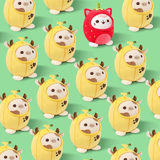 PEACH CAT Cute Banana Cow Plush Pillow Banana Cow Stuffed Animal Cow plushie with Banana Outerwear for Kids Yellow 12"