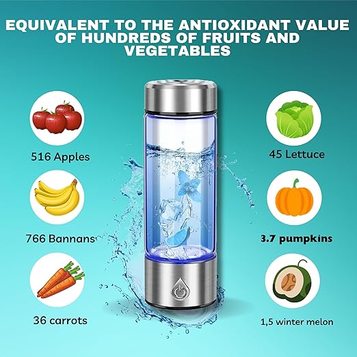 Karzon Hydrogen Water Bottle Generator - Portable Hydrogen Water Bottle - Water Bottle Improve Water Quality in 3 Minutes Water Ionizer Machine Suitable for Office, Travel and Daily Drinking(Silver)