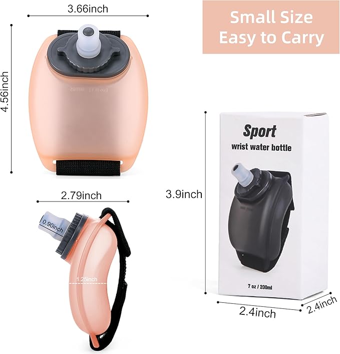 Portable Running Water Bottle Handheld, Adjustable Wrist Sports Water Bottles, Reusable Leak Proof 7 Oz Silicone Sports Water Jug for Travel Camping Rock Climbing Jogging Hiking Marathon Cycling