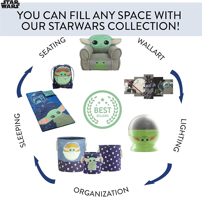 Star Wars, The Mandalorian Pop Up Hamper Featuring The Child with Durable Carry Handles, 24" H x 23" W X 2" CM