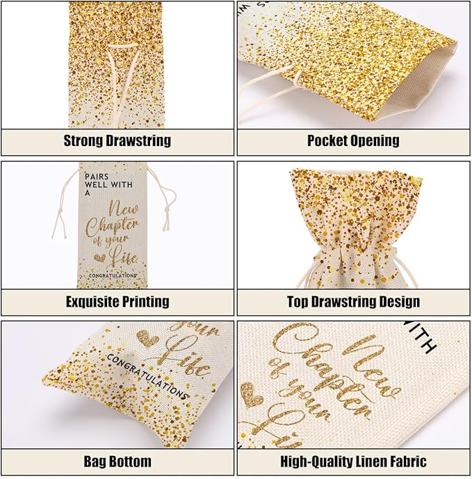 Farewell Gifts for Coworkers Leaving Job Going Away Gift Wine Bag New Beginnings New Job Gifts for Women Men Lady Congratulations Retirement Engagement Wine Bags