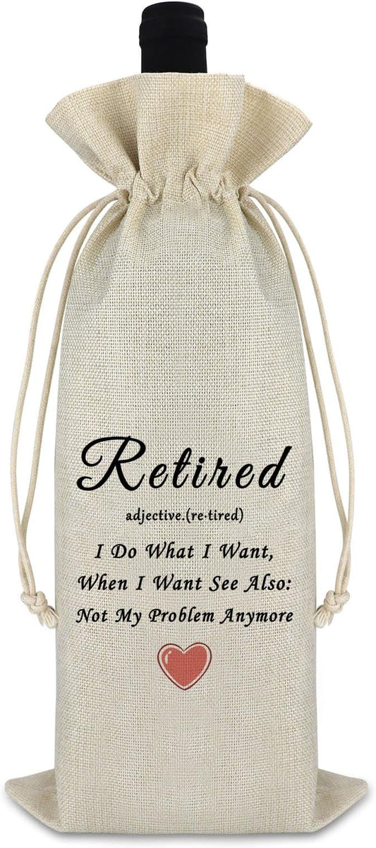 Funny Retirement Gifts for Women Men Going Away Gifts for Coworker Wine Bag Farewell Goodbye Gifts for Teacher Retirees Friend Birthday Christmas Gift for Colleagues Boss Retired Gift for Wife Mom