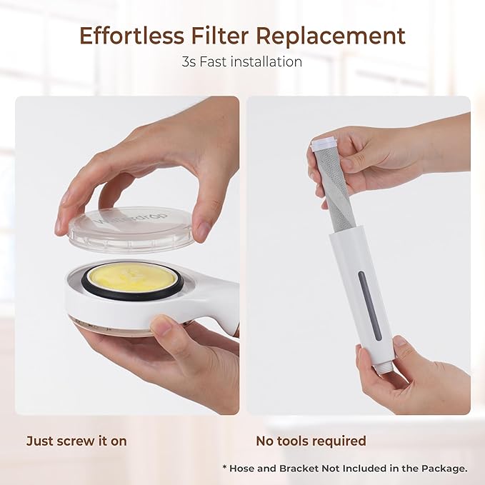 Waterdrop SF02-SR Filtered Shower Head with Handheld, High Pressure & Vitamin C for Healthier Hair & Skin, Softener Water, Reduce Chlorine, Reduce Hair Shedding, Soothe Dry Skin, Rose