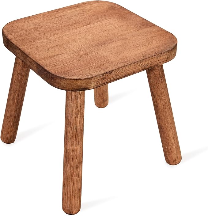 Solid Wooden Stool for Kids 11.7'' Wooden Step Stool for Adults Square Stool Wood Plant Stand Stool Wood Stool Legs Detachable for Kitchen Bathroom Living Room