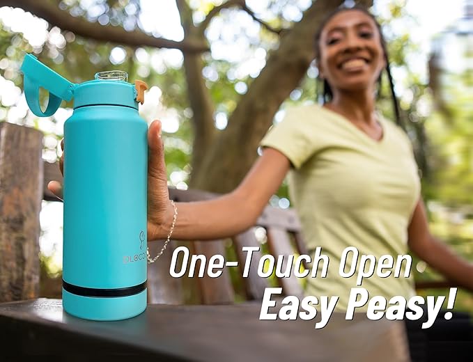 DLOCCOLD 32 oz sports water bottle Insulated Stainless Steel Water Bottle with straw & pills holder, Reusable Double Walled Water Bottle for Sports, Gym, Travel, Men, Women & Kids W/ 3 Leak Proof Lids