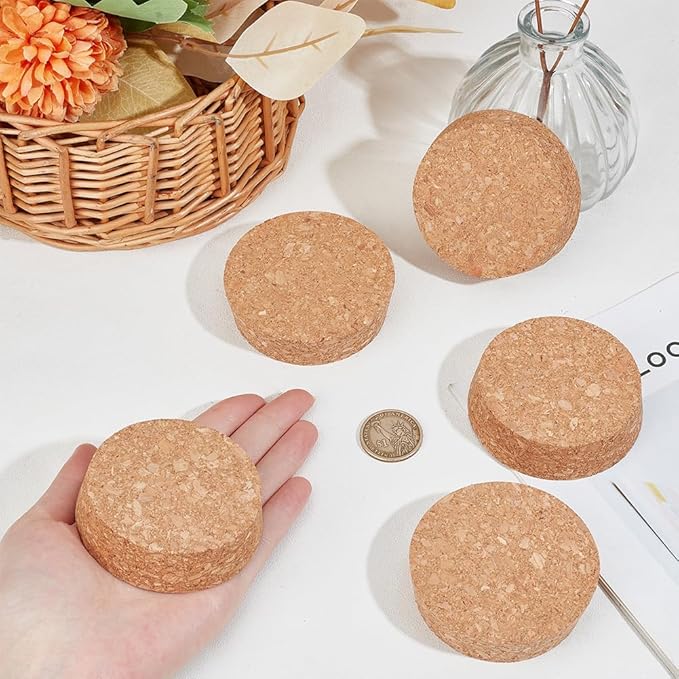 OLYCRAFT 8 Pcs Large Cork Stoppers Tapered Cork Plugs Wood Corks Lids Bottle Lids Cork Stoppers 2.7~2.9 inch Wine Bottle Stoppers Wood Jar Cork for Kitchen Wedding Favor Canning - 2cm Thick