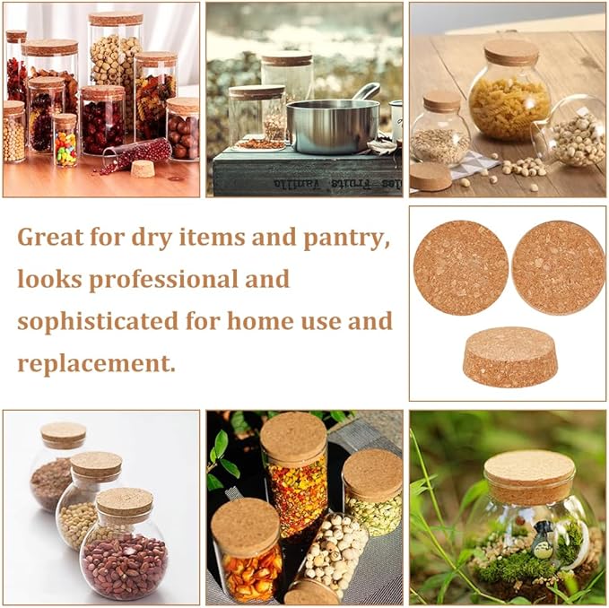 OLYCRAFT 8 Pcs Large Cork Stoppers Tapered Cork Plugs Wood Corks Lids Bottle Lids Cork Stoppers 2.7~2.9 inch Wine Bottle Stoppers Wood Jar Cork for Kitchen Wedding Favor Canning - 2cm Thick