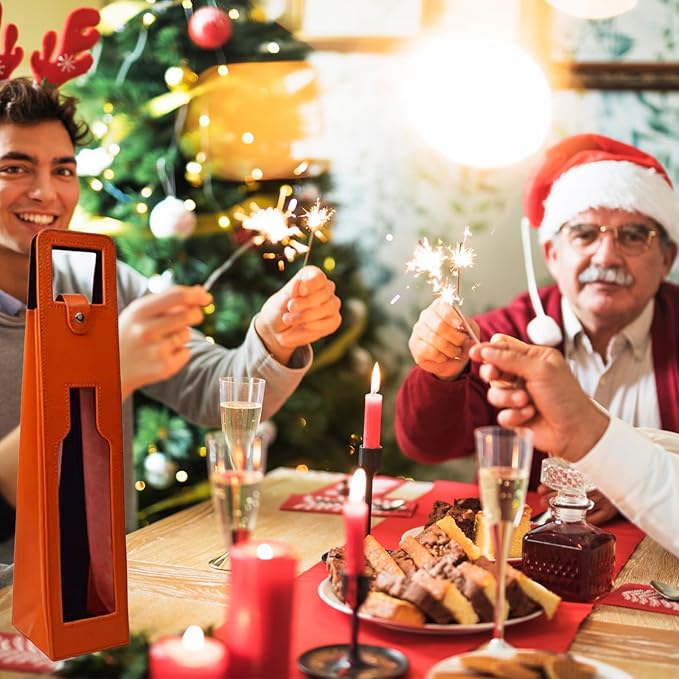 Resuable Leather Wine Tote Bag,Leather Wine Bottle Packaging Bag Classic Single Wine Bottle Gift Bag Leather Wine Carrier Tote Other Bar Accessories