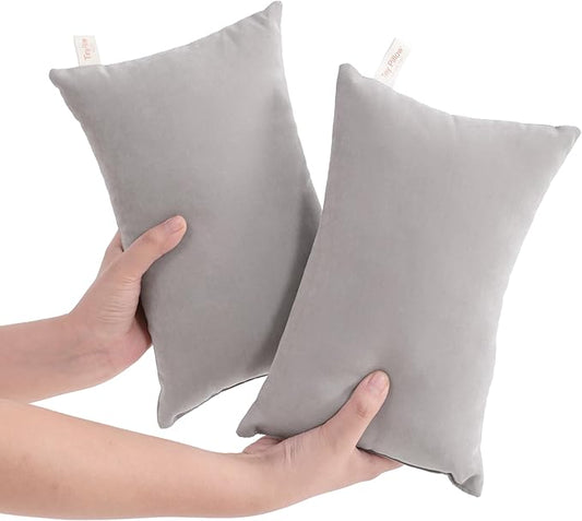 NTBAY Tiny Pillows, Down Alternative 7"x11" Microfiber Mini Pillows for Travel, Pets, Soft Machine Washable Small Pillows for Neck, Wrist, Lumbar and Knee, Light Grey