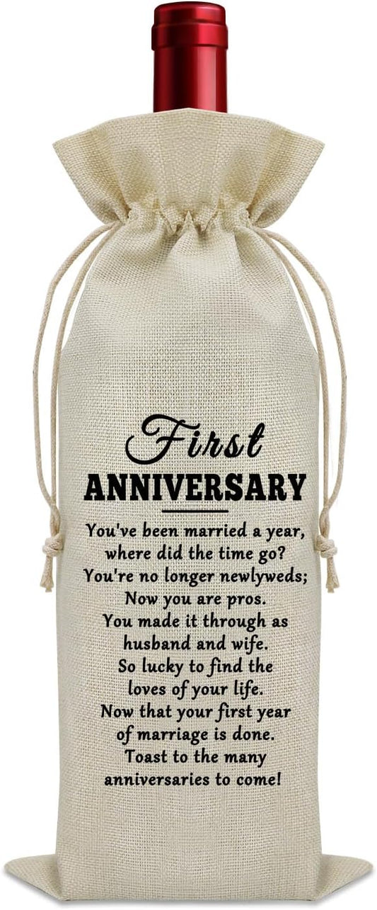 First Wedding Anniversary for Couples Wine Bag Couples Gifts from Parents Wine Bottle Storage Bag Husband Wife Gifts for Couples Celebrate Gifts from Friends Wine Accessories Gifts for Wine Lovers
