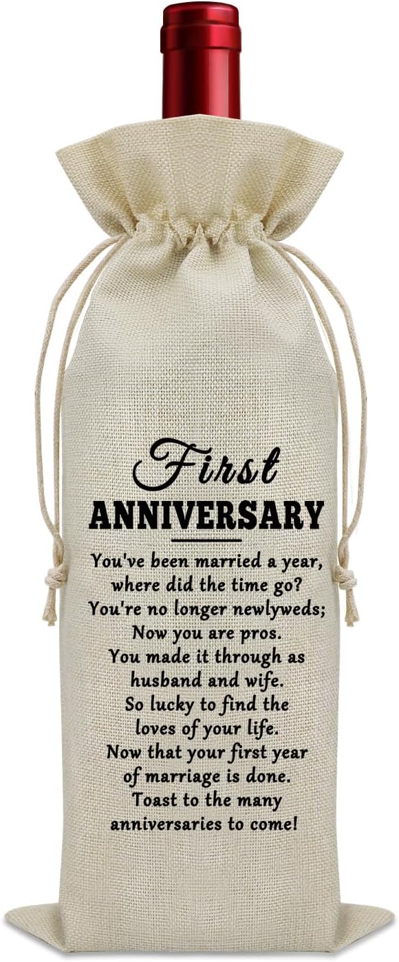 First Wedding Anniversary for Couples Wine Bag Couples Gifts from Parents Wine Bottle Storage Bag Husband Wife Gifts for Couples Celebrate Gifts from Friends Wine Accessories Gifts for Wine Lovers