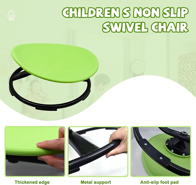 Kids Swivel Chair, Sensory Spinning Toy Chair for Kids, Autism Kids Swivel Chair Training Body Coordination, Improve Physical Coordination Wobble Chair Science Toy for Kids 3-9 (Green)