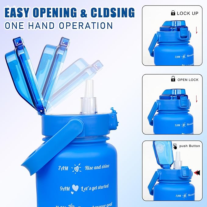 Peacock Half Gallon Water Bottle with Sleeve Water Bottle 64 Oz Water Bottle with Time Marker, Leakproof-Free Drinking Water Bottle, Sports Water Bottle Peacock Feather Half Gallon Water Jugs