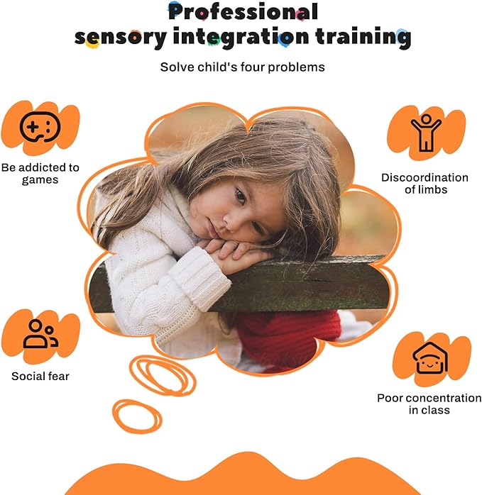 Sensory Toys Kids Swivel Chair, Autism Kids Swivel Chair, Elephant Sit and Spin Seat Balance Chair Indoor for Child Age 3+, Regulating Toddler’s Body Balance, Metal Base Non-Slip Orange