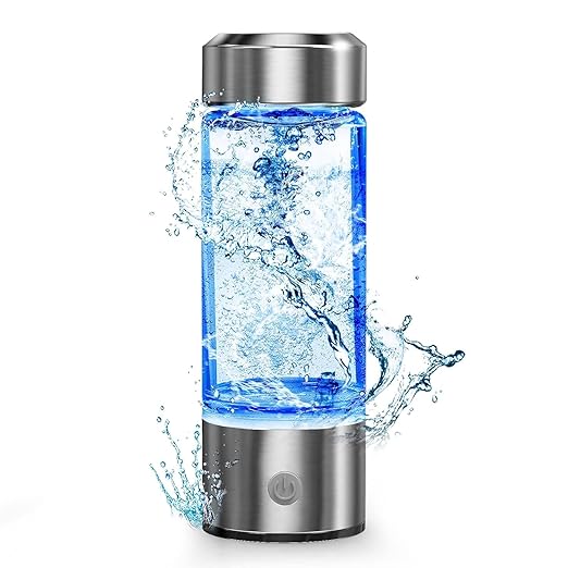 Hydrogen Water Bottle, Portable Hydrogen Water Ionizer Machine, Hydrogen Water Generator, Rechargeable Hydrogen Rich Water Glass Health Cup for Home Travel (Silvery)
