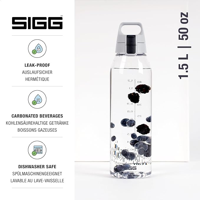 SIGG - Tritan Renew Transparent Water Bottle - Total Clear ONE MyPlanet - For Carbonated Beverages - Dishwasher Safe - With Fruit Strainer - Leakproof & Lightweight - BPA Free - 17 Oz / 25 Oz / 51 Oz