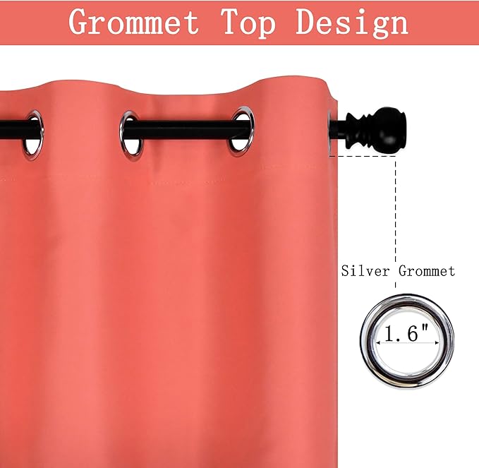 Coral Colored Valance for Bedroom Blackout Curtain Valance for Bathroom Window Treatment for Living Room Short Straight Drape Valance for Bedroom Kids Room 100X18 Inch 1 Panel
