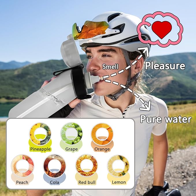 Water Bottle with Flavor Pods 21.9 Oz/650ml Fruit Fragrance Water Bottle Recyclable Sports Air Water Cup Scented Pods for Outdoor (Transparent)