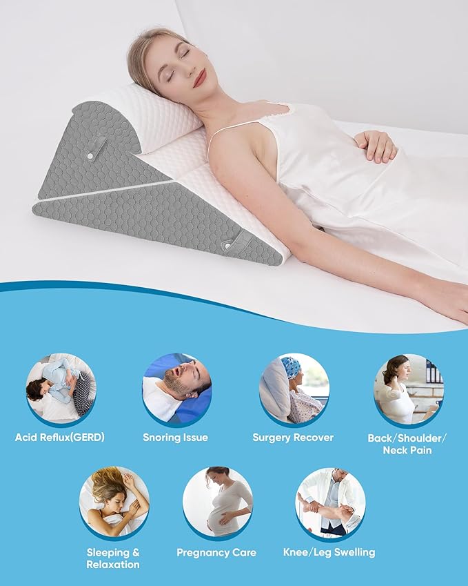 Forias Wedge Pillows Set for Sleeping Bed Wedge Pillow for After Surgery 9&12 Inch Adjustable Triangle Pillow Wedge with Premium Half-Moon Memory Foam Bolster Pillow for Acid Reflux Gerd Snoring