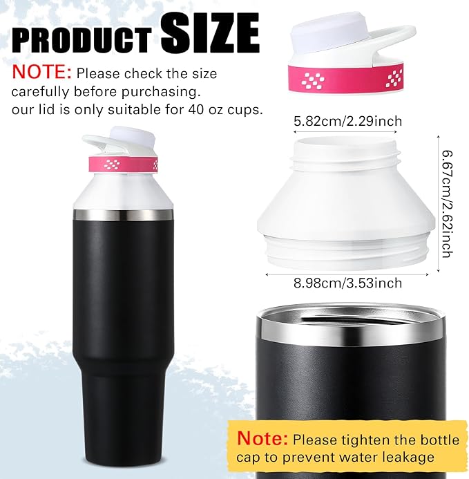 Water Bottle Adapter Compatible with 40 oz Stanley Leakproof Cup Lid Compatible with Stanley, Black, Cup Not Included