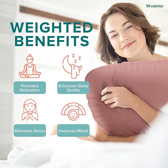 Calmier - 6 lb Sensory Weighted Pillow - Glass Bead Filled Hug Pillow - Ultra Plush Cozy Weighted Pillows for Adults and Kids - Child Sensory Pillow - Weighted Lap Pad (Pink - Fleece, 6 LBS)