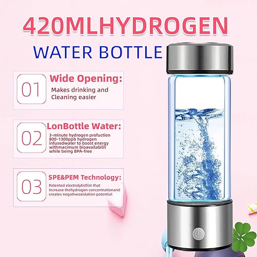 Hydrogen Water Bottle, 2024 Hydrogen Water Bottle Generator with SPE PEM Technology Water Ionizer, Portable hydrogenated Water Machine Improve Water in 3 Minutes for Home/Office/Travel/Daily Drinking