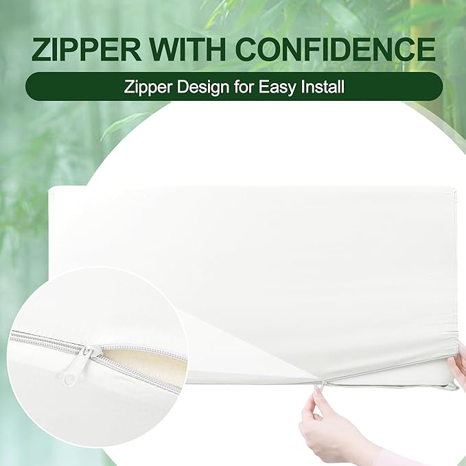 HOMBYS Bamboo Viscose Bed Wedge Pillow Cover with Zipper, 100% Viscose Made from Bamboo, Soft, Cooling, Breathable Wedge Pillowcase Sweat-Absorbent Pillowcase for Summer, 25"x25"x8", White