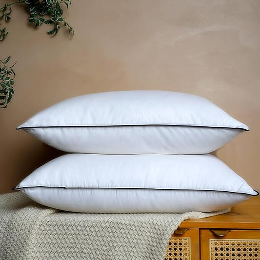 Natural Goose Down Pillows - White Down Pillow Standard Size - 550 Fill Power - Soft and Support Down Bed Pillow for Back,Side,Stomach Sleepers，2 Pack (20" x 26")