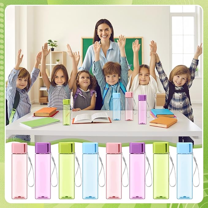 Mifoci 40 Pieces Water Bottle Bulk 17 oz Plastic Water Bottles Sport Drink Bottles with Handle Strap Adults Kids Reusable Large Water Bottles for Party Outdoor Children School Classroom