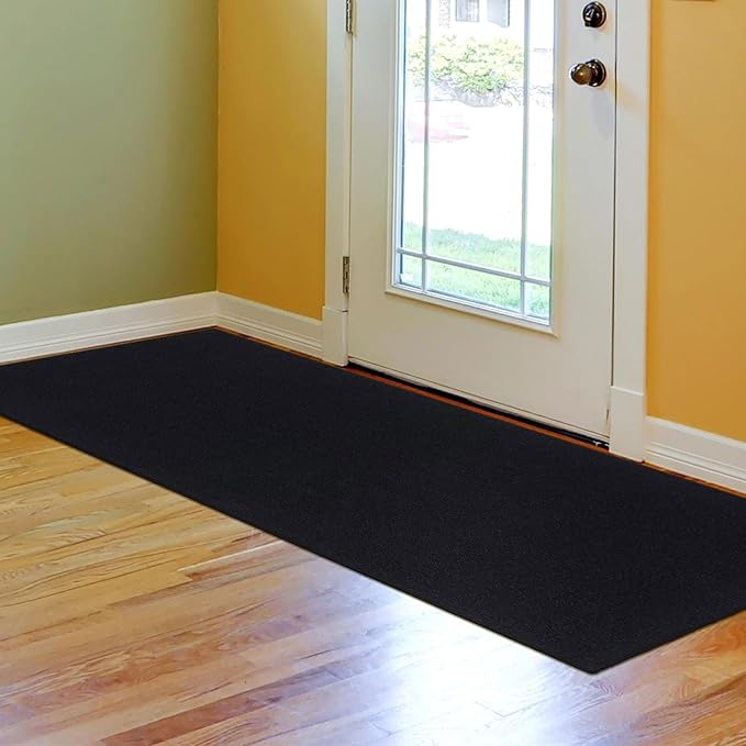 Machine Washable Modern Solid Design Non-Slip Rubberback 2x5 Traditional Runner Rug for Hallway, Kitchen, Bedroom, Entryway, 20" x 59", Black