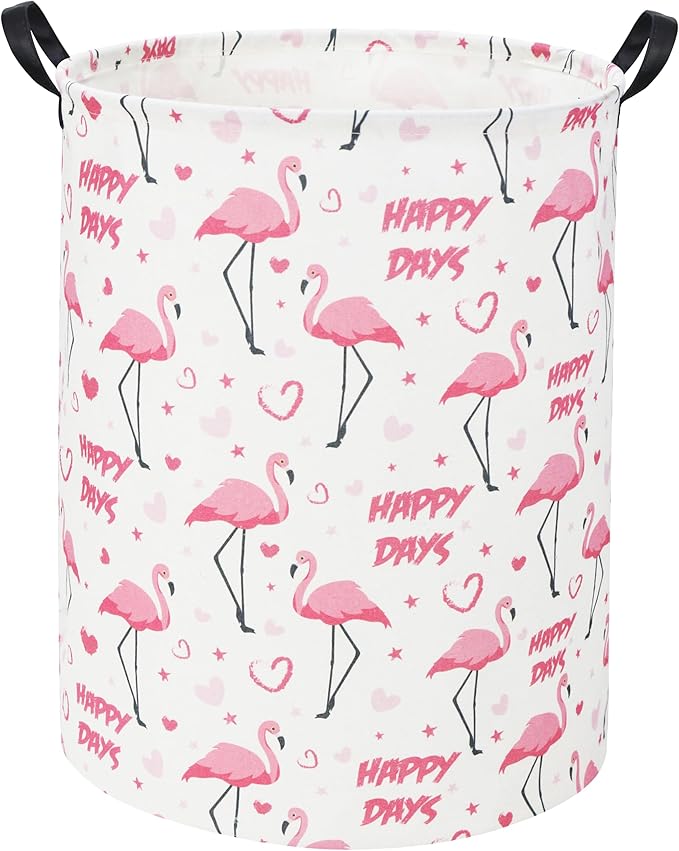 Pink Flamingo Kids Laundry Basket Baby Hamper Flamingo Toy Storage Bin for Boys Room Decor Baby Nursery Hamper Gift Baskets for Bedroom Bathroom(Pink Flamingos)