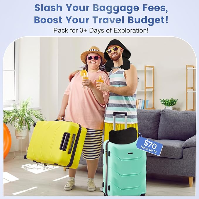 DreamShore Stuffable Neck Pillow for Travel with Hood - Adjustable Velvet Travel Pillow with Earplugs & Eye Mask, Ultimate Carry-On Travel Neck Pillow for Airplane, Travel Pillow for Extra Luggage