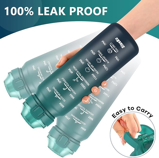 Sports Water Bottle 18/10 Stainless Steel 32oz with 2Lids, 1000ml Insulated Water Bottle Double Walled with Handle, Metal Canteen Keep Cold 48H Hot 24H for Men, Women & Kids