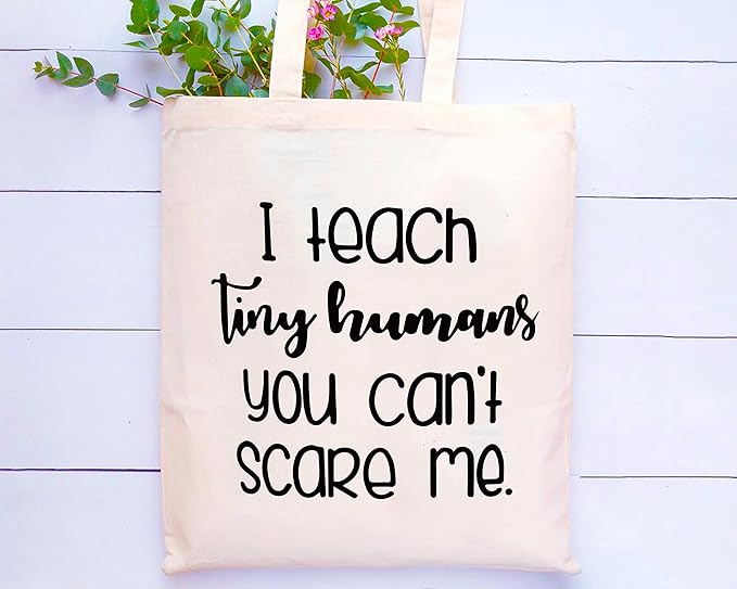 LIBIHUA I Teach Tiny Humans You Can't Scare Me - Shoulder Bag Shopping Bag Tote Bag for Teacher- Appreciation Gifts for Teachers - Birthday Christmas Gifts for Preschool Teachers