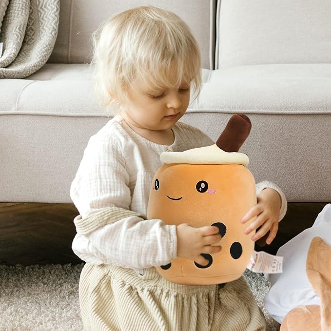 Niuniu Daddy Boba Plush 13.7in Large Kawaii Plushies Bubble Tea Cute Squishy Pillow Soft Brown Milk Tea Stuffed Animal for Kids/Girls/Boys