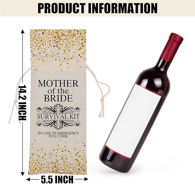Mother of the Bride Wedding Wine Bag Bridal Shower Gifts Bachelorette Gifts for Bride Fiance Gifts for Women Her Friend Lady Bachelorette Party Wine Bags