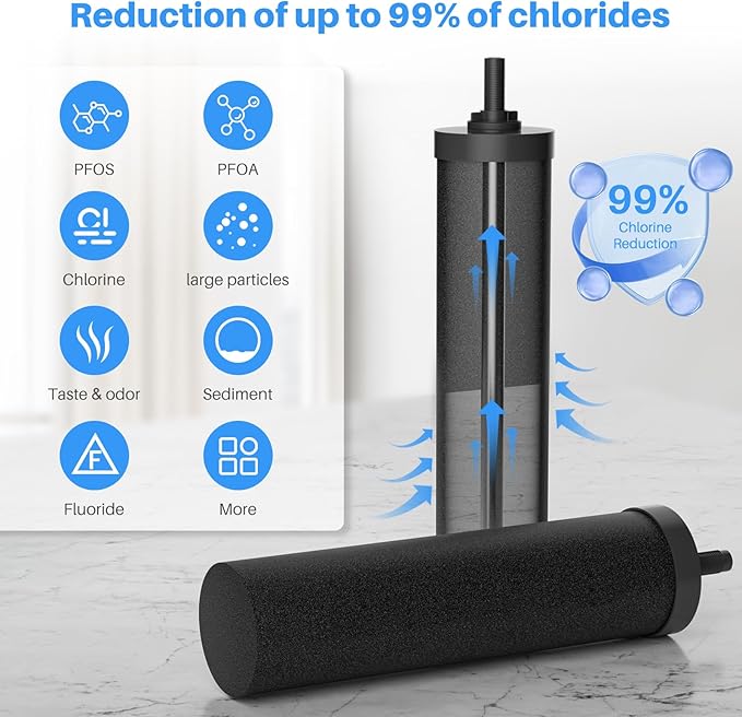 Water Filter Replacement for Berkey BB9-2 Water Filter,Black Berkey Filters Purification Elements Activated Carbon Compatible with Gravity Travel, Large, Royal, Crown Series, 2 Pack