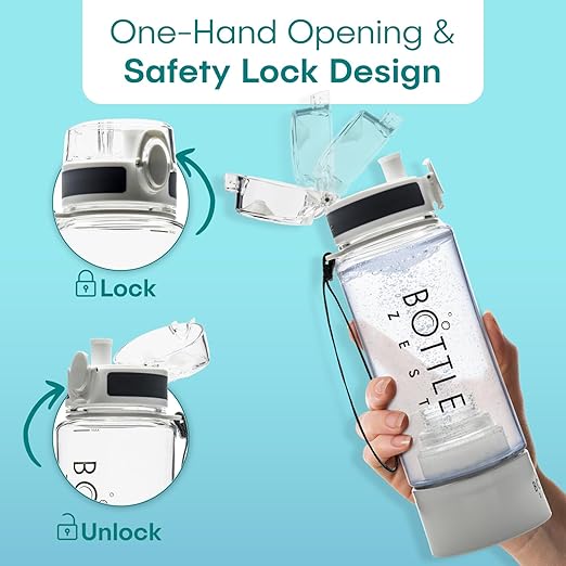 Hydrogen Water Bottle Generator Flip-Top, 380ML, 3000 PPB, SPE PEM Tech, 2-in-1 Tumbler w/Lid, BPA Free, Odorless & Chlorine-Free