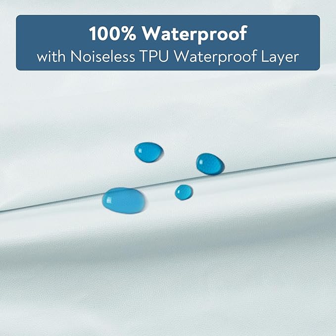 Waterproof Pack and Play Sheets Fitted 2 Pack, Compatible with Graco Pack n Play Sheets 38" X 26" Fits for Baby Playpen/Playard Mattress, Mini Crib Sheets for Boys or Girls, Grey & Aqua Blue