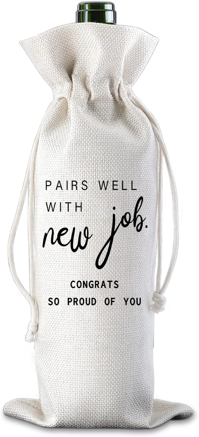 New Job Gifts Pairs Well with New Job Congrats So Proud of You Wine Bag Congratulations Gifts for Men or Women Going Away Gift for Coworker Farewell Gift for Boss Champagne Wine Bags Gift