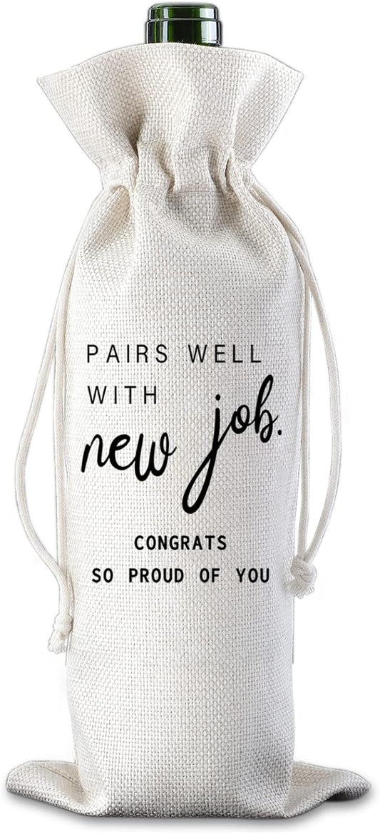 New Job Gifts Pairs Well with New Job Congrats So Proud of You Wine Bag Congratulations Gifts for Men or Women Going Away Gift for Coworker Farewell Gift for Boss Champagne Wine Bags Gift